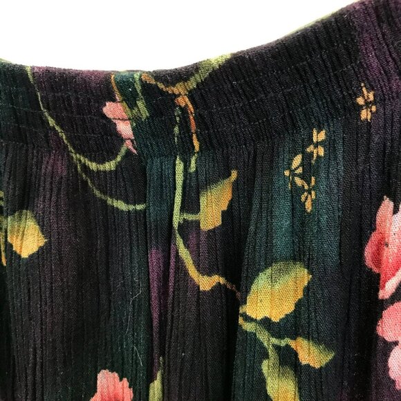 Jaclyn Smith Maxi Skirt Elastic Back Waist Floral Career Women's Sz Large Black - Picture 7 of 11